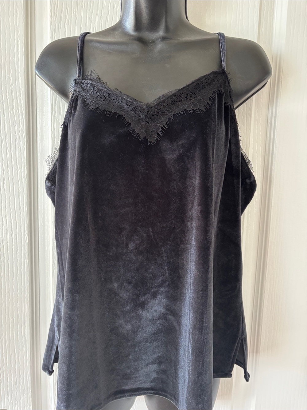 Nine West Black Velvet Lace-Trim Camisole
